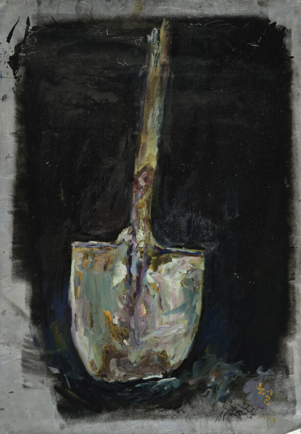 Kwun Suncheol, 삽 Shovel, 1999, Oil on zinc sheet, 75 x 52cm