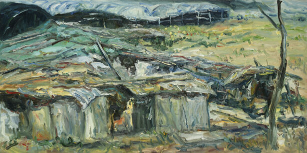 Kwun Suncheol, 허문 판잣집 (하남시) Demolished Pondok (Hanamsi), 2002, Oil on canvas, 50 x 100cm