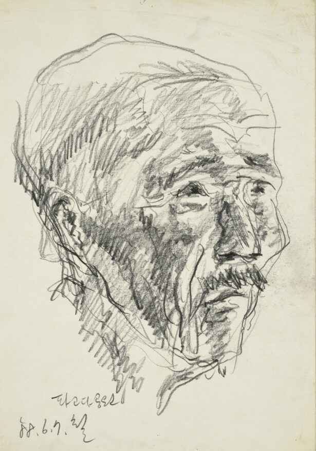 Kwun Suncheol, 파고다 공원 Pagoda Park, 1988, Pencil on paper, 35 x 24.5cm