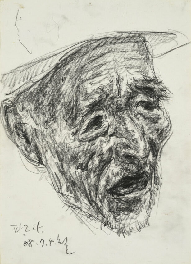 Kwun Suncheol, 파고다 공원 Pagoda Park, 1988, Pencil on paper, 35 x 24.5cm