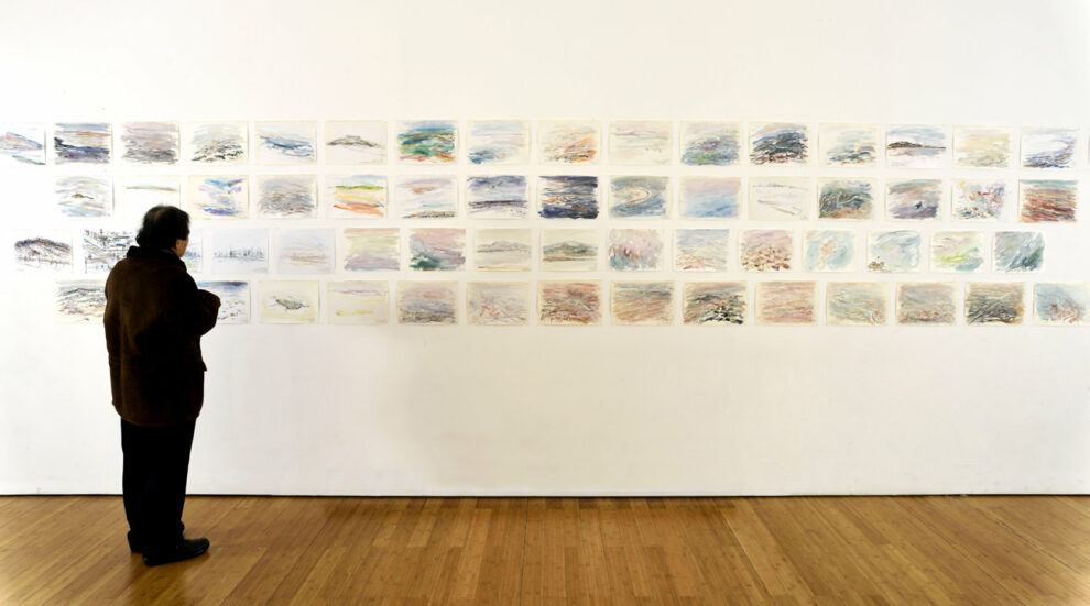 Kwun Suncheol, 디아스포라의 노래 Song of Diaspora, 1989-2015, Watercolor and pastel on paper, 가변설치