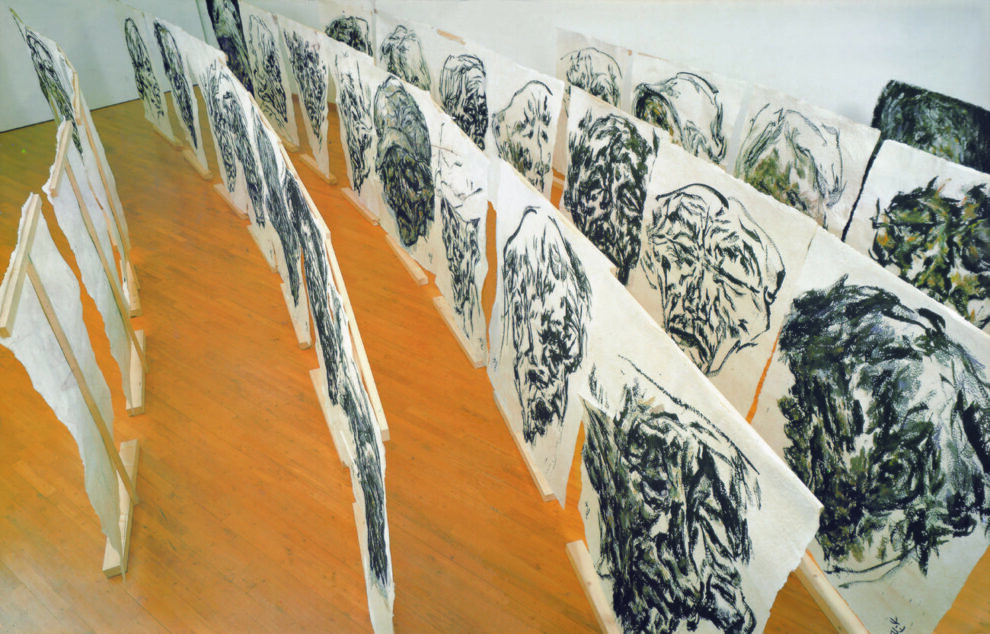 Kwun Suncheol, 넋 Soul, 1995, Oil on hanji, Variable dimension (33 Works)